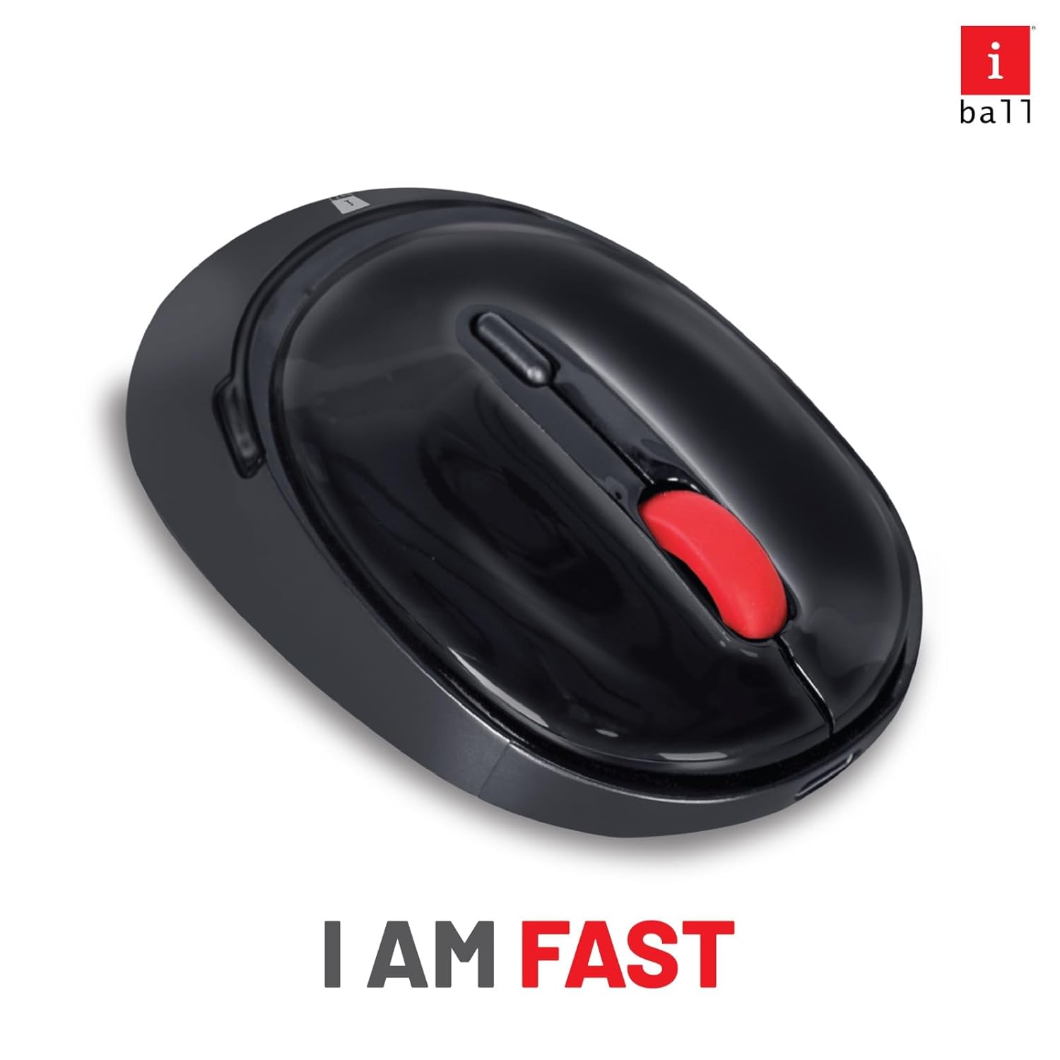 iball Cute Wireless Optical Mouse with Cute & Shiny Design, 2.4GHz Wireless- Black