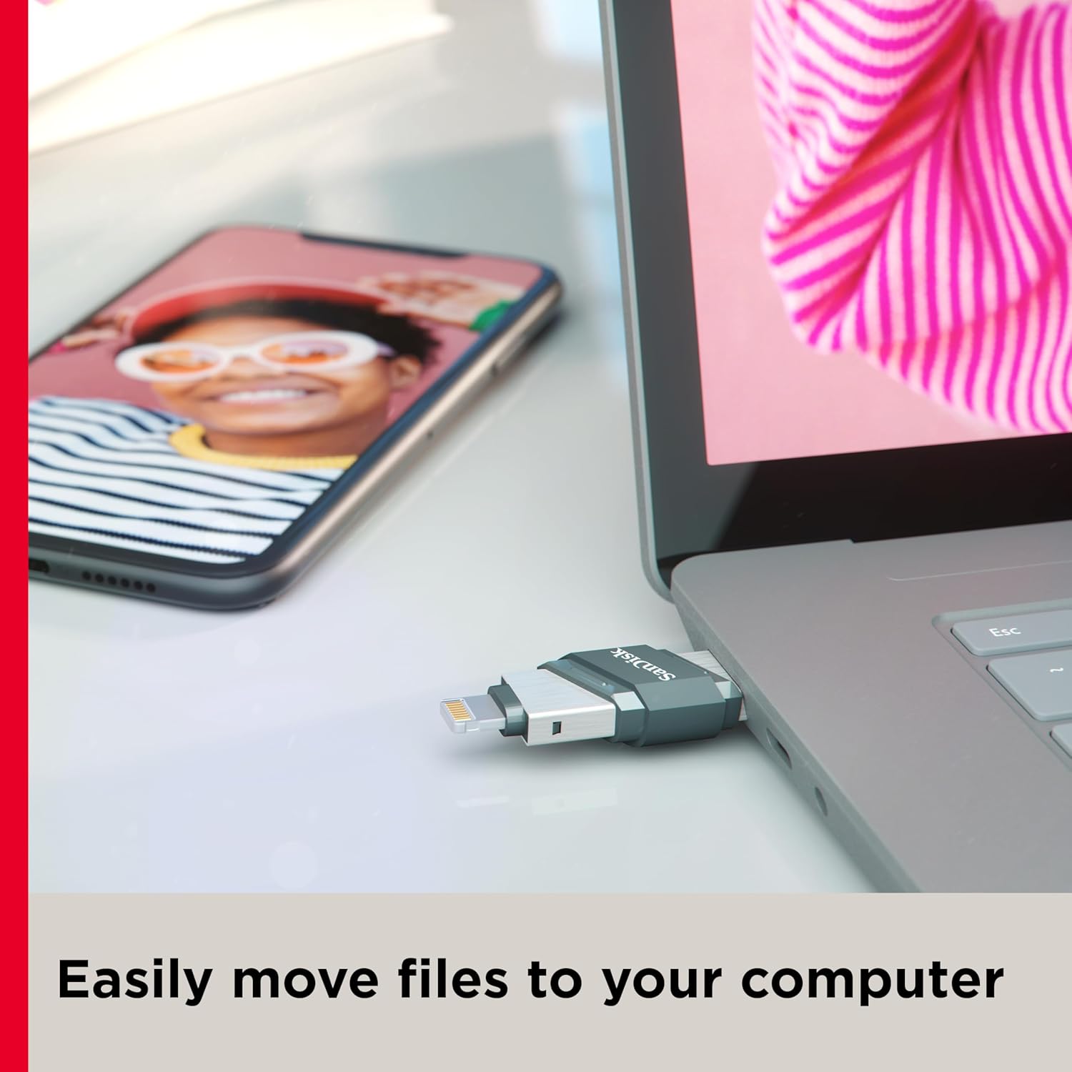 SanDisk 128GB iXpand USB 3.0 Flash Drive Flip for iOS and Windows- Silver