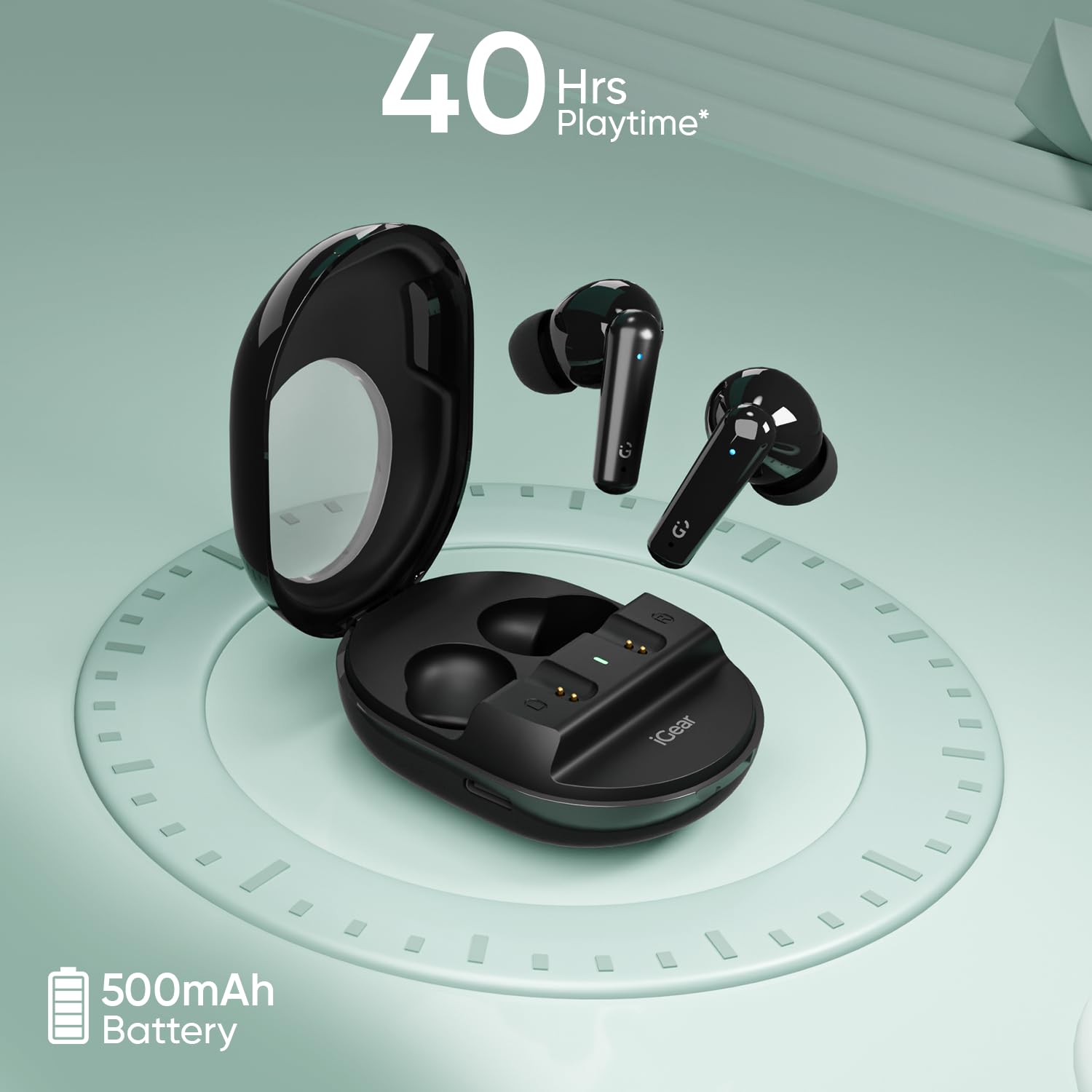 iGear Astro iG-1029 Wireless Earbuds Stylish HiFi Audio with 40-Hour Playtime (Black)