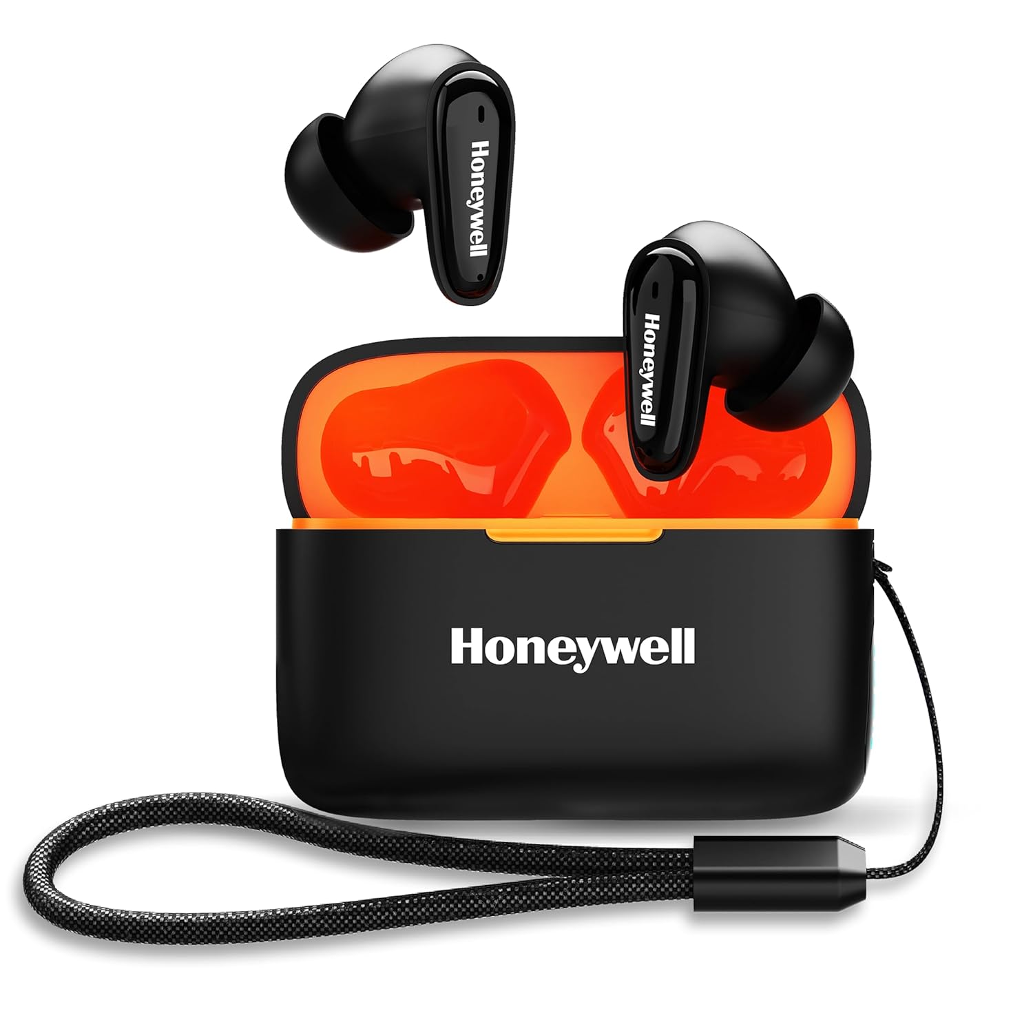Honeywell Moxie V1100 TWS Earbuds in-Ear wireless with Digital Battery Display Case, Bluetooth V5.3, 31 Hours of Playtime, 13mm*2 Drivers, Fast Charging -black