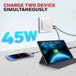 Honeywell Zest GaN 45W Charger, Ultra-Fast Wall Charger with PPS Support, 2xType C PD 3.0 Port, Compatible with All smartphones and Smartwatches- White