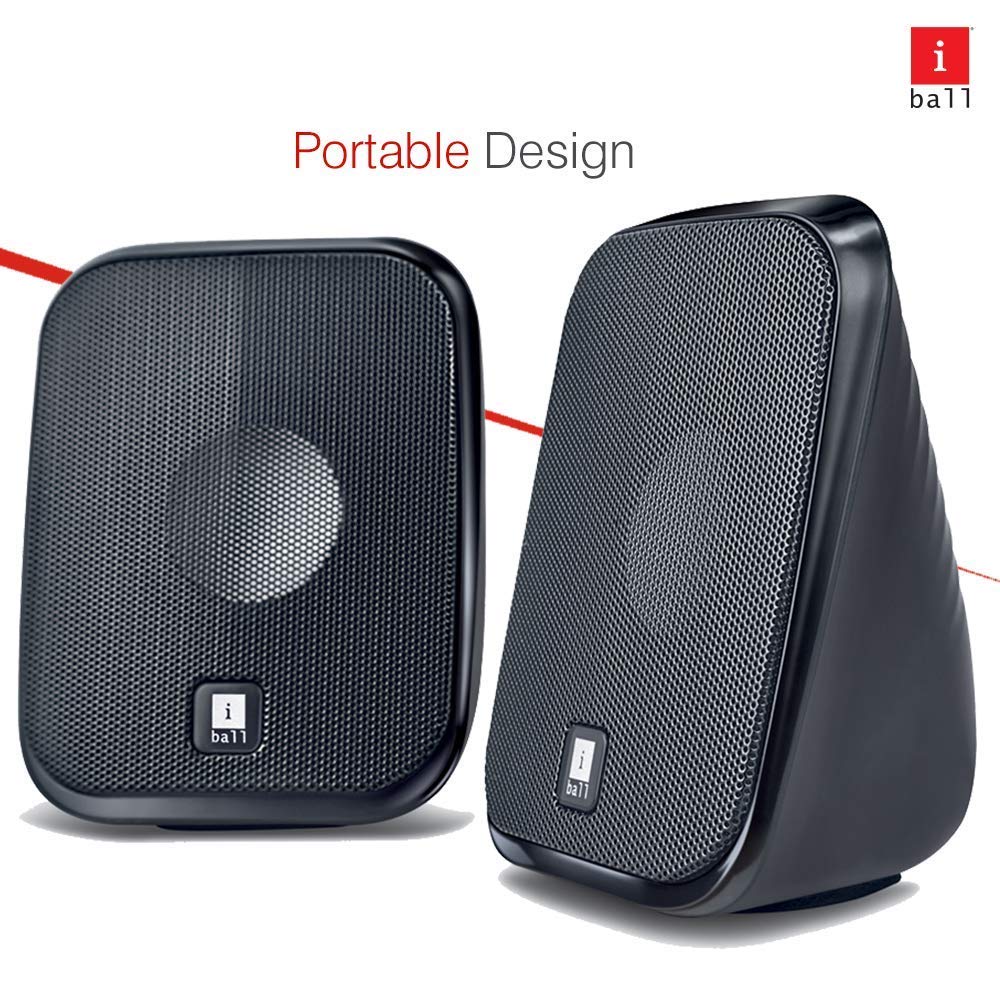 iBall Decor 9+ Speaker with Aux Connectivity, 2.0 Multimedia USB Powered and Volume Control - Black