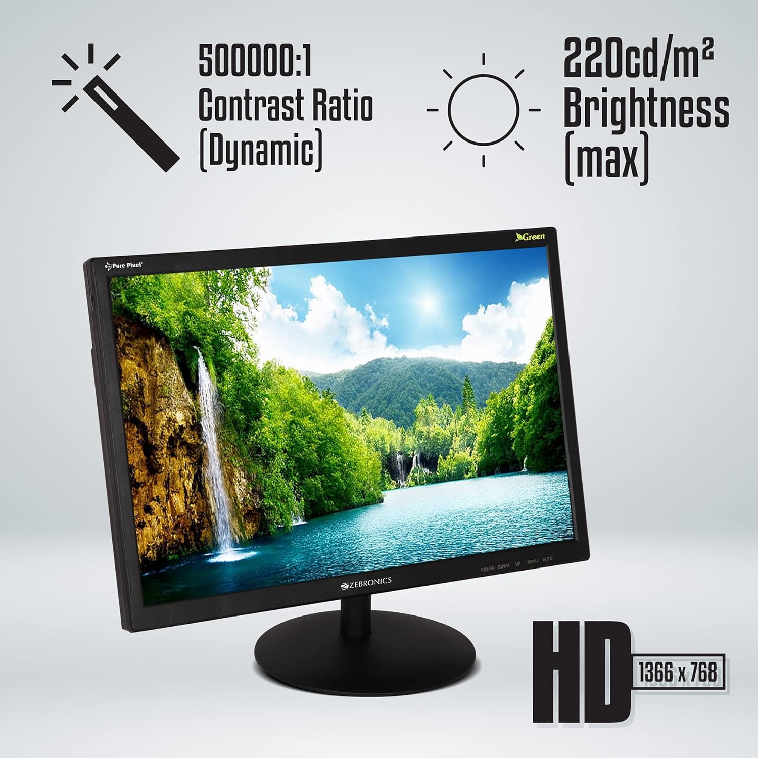 Zebronics V19HD 18.5inch (46.99 Cm) Led Monitor with Supporting Hdmi, Vga Input, Hd 1366 X 768 Pixels- Black