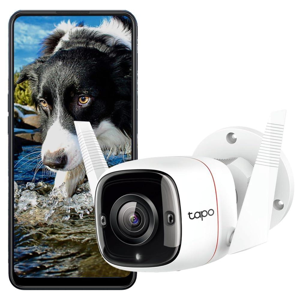 TP-Link Tapo C310 3MP 1296p High Definition Outdoor CCTV Security Wi-Fi Smart Camera, Alexa Enabled, Weatherproof, Night Vision, 2-Way Audio, SD Storage- White