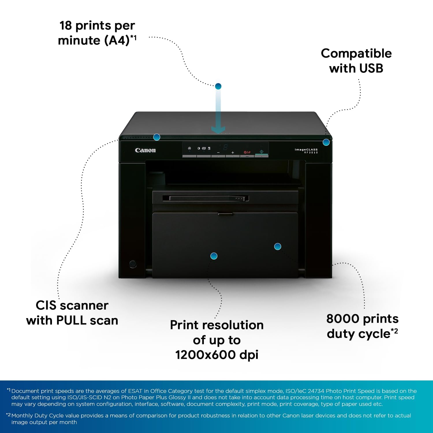 Canon MF3010 imageCLASS Digital Multifunction Laser Printer, Black