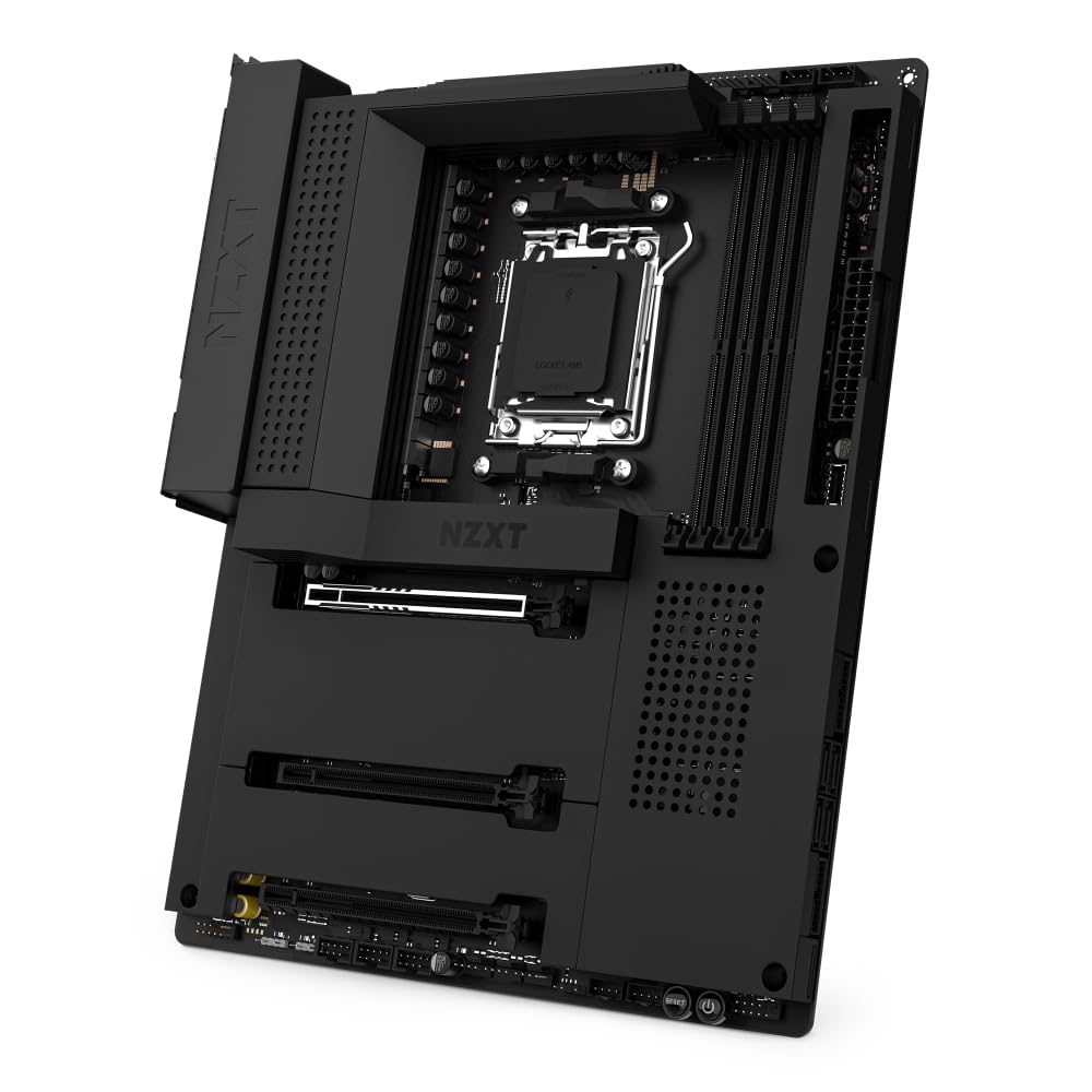 NZXT N7 B650E AMD B650 chipset (Supports AMD 7000 Series CPUs), ATX Gaming Motherboard, Integrated Rear I/O Shield, WiFi 6 connectivity, N7-B65XT-B1, (Black)