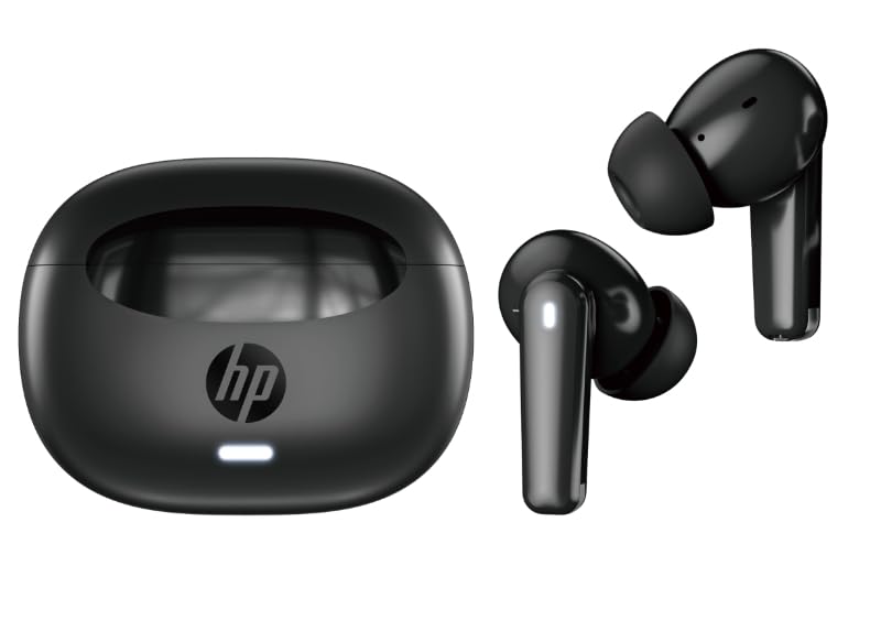 HP H150 TWS Wireless Earbuds, Compatible with Tablets, Smartphones and Other Devices with Bluetooth, Noise-Reduction, Water Resistant Design- Black