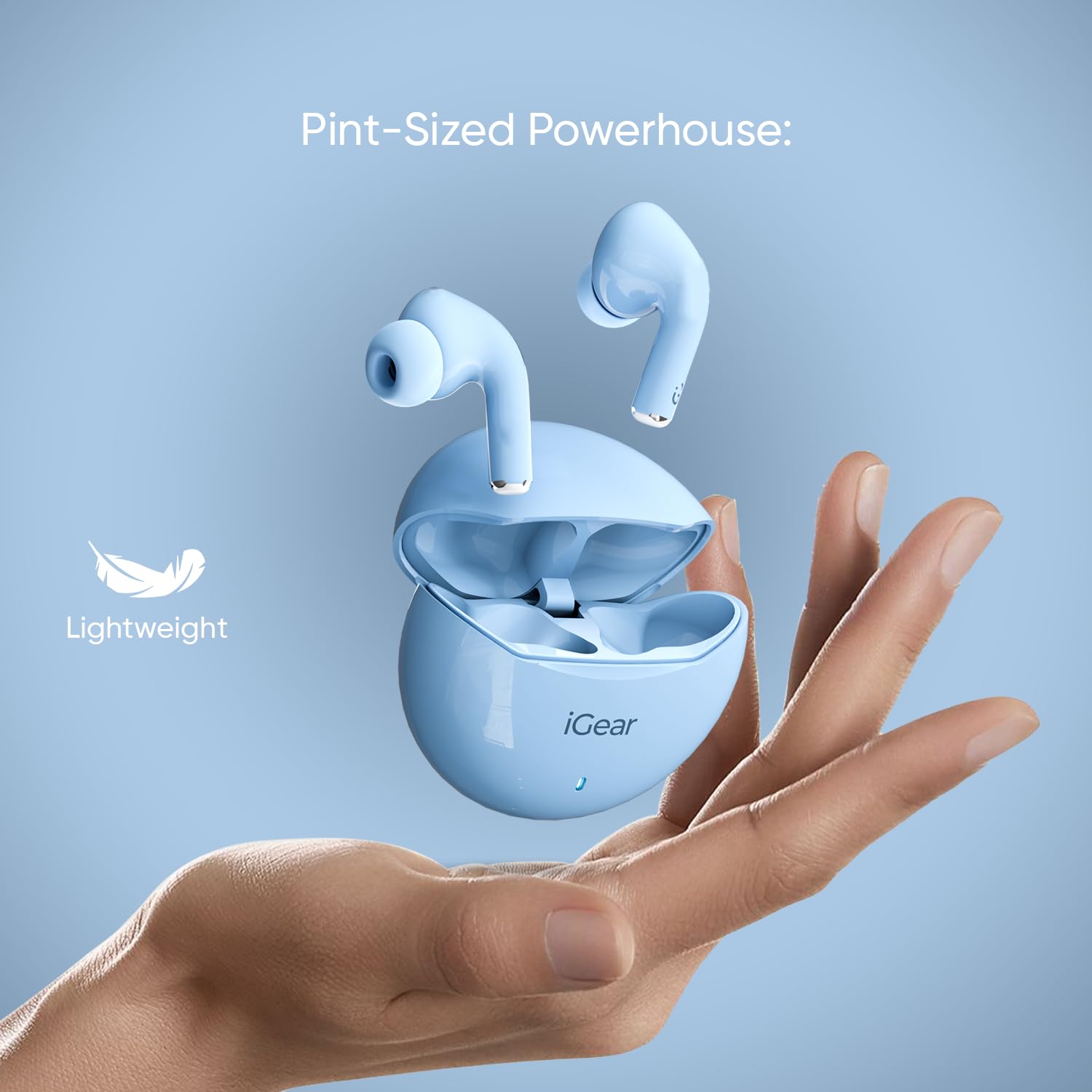 iGear Gemz iG-1142 TWS Wireless Earbuds, 15 Hrs+ Playtime- Blue