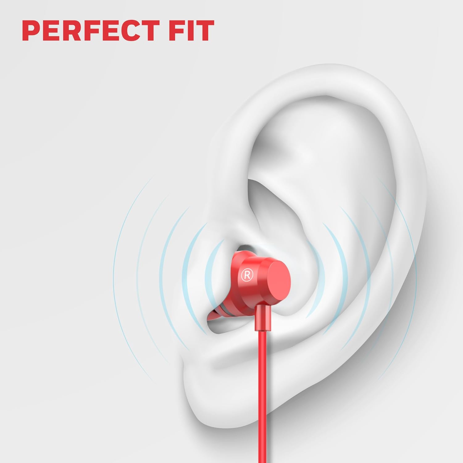 Honeywell Suono P60 Wired Earphones with built in Mic, Passive Noise Cancellation, Type C Compatible, Voice Assistant Enabled, 1.2 Mtr- Red