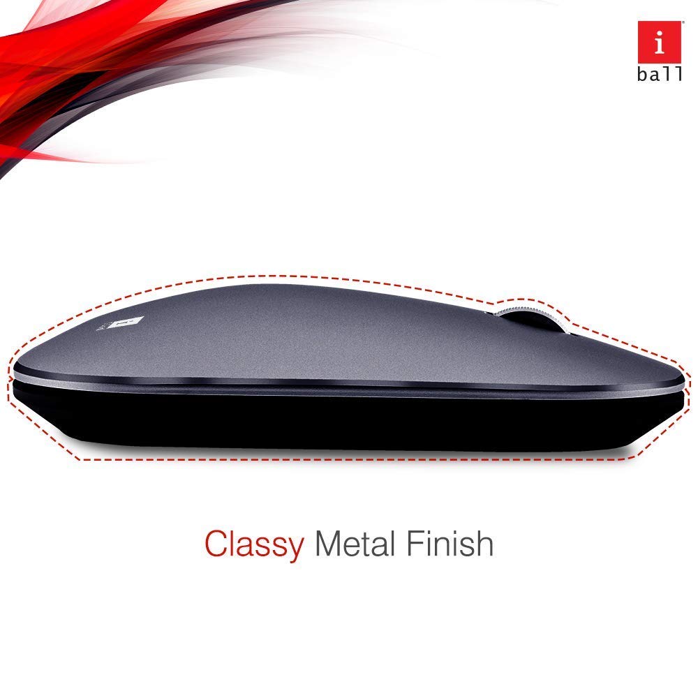 iBall Palmz 2.4 GHz Wireless and Bluetooth Mouse Silent Clicks with Mini Receiver for PC/Mac/Laptop - Grey