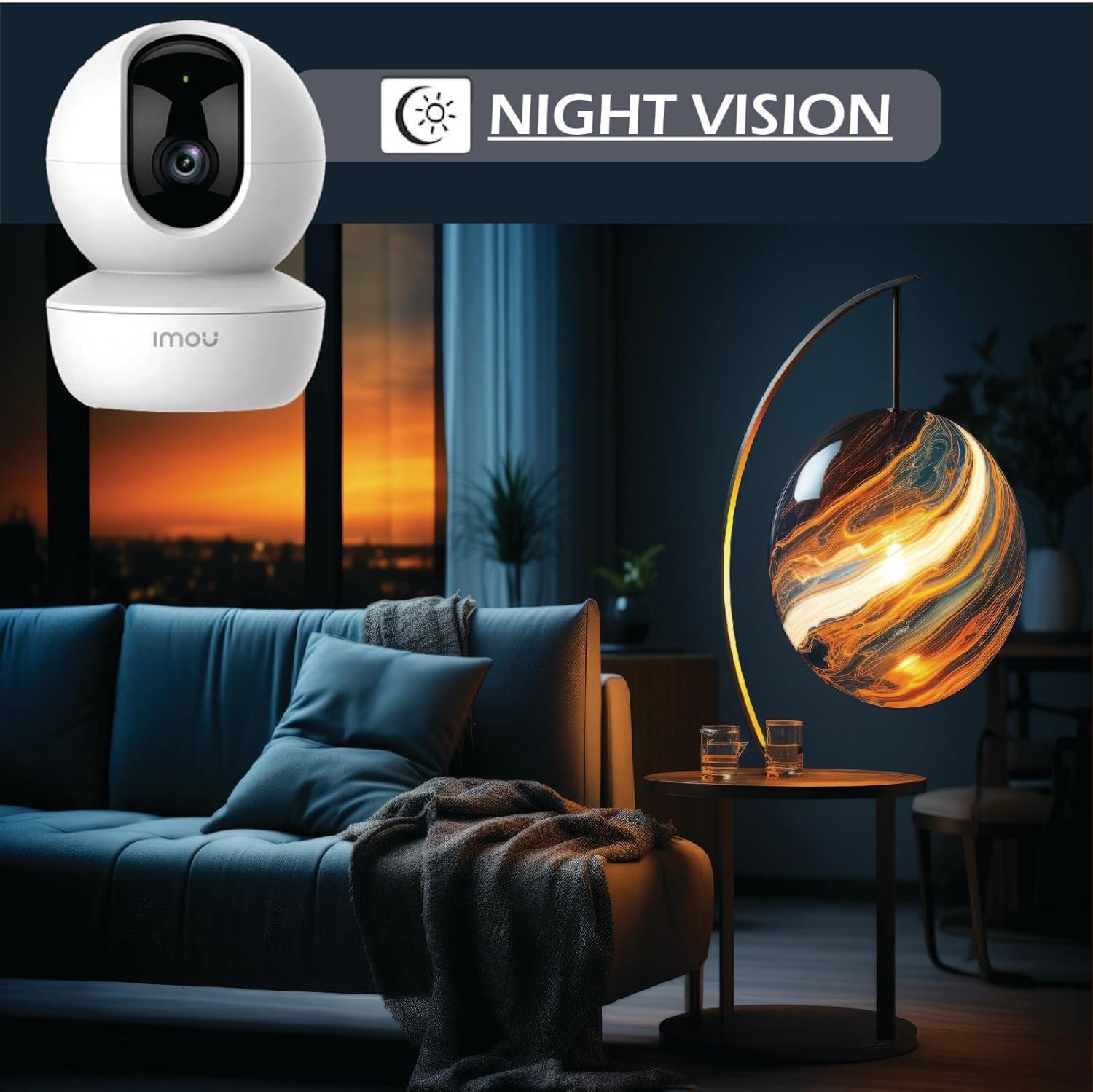 Imou Ranger S2 3MP WiFi Security Camera, Pan & Tilt for 360°, Human Detection, Smart Tracking, 2-Way Audio, Night Vision, IPC-DK2-3H1W, White