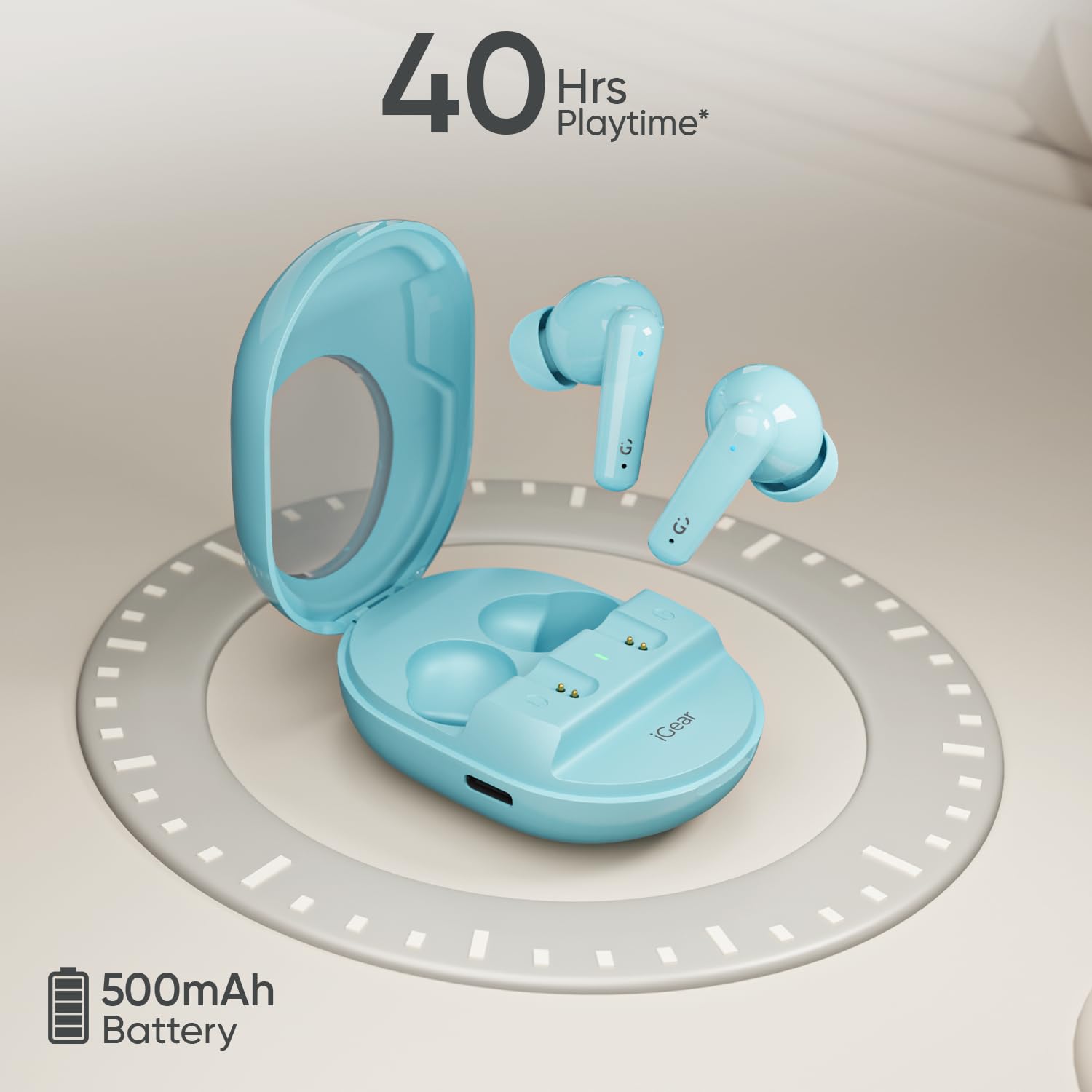 iGear Astro iG-1029 Wireless Earbuds Stylish HiFi Audio with 40-Hour Playtime- Blue