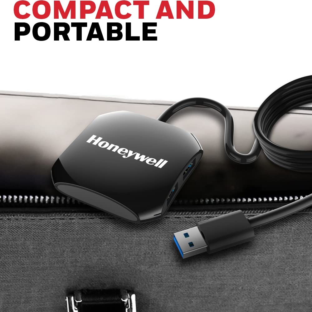 Honeywell Momentum Port 4-1 USB 3.0 Hub, Transmission Speed 5GBPS, Universally Compatible with All USB PC, Laptop, Speaker, Mobile, Pen Drive, Hard Drive, Keyboard Printer, Glossy Black