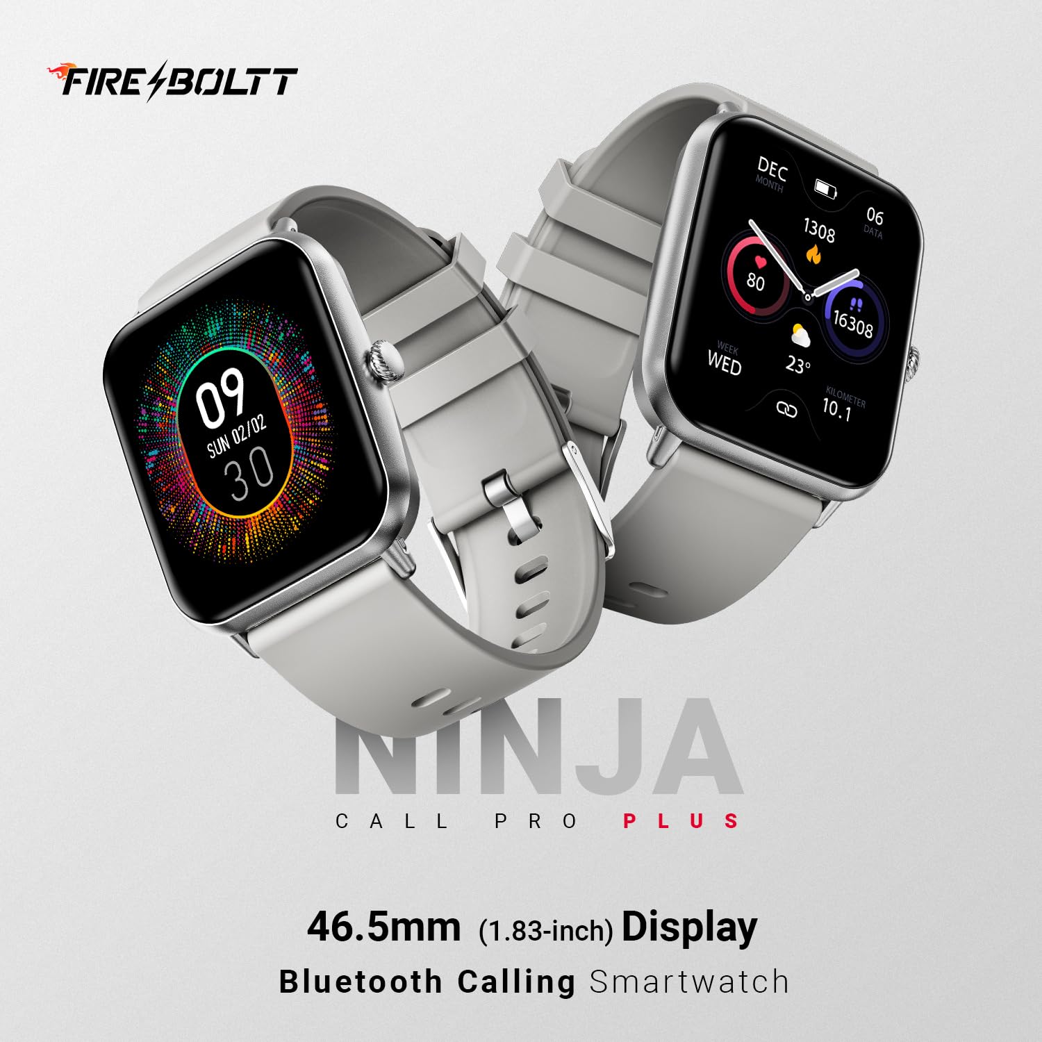 Fire Boltt Ninja Call Pro Plus Smart Watch(BSW053)with 1.83'' inch Display, Bluetooth Calling, AI Voice Assistance, 100 Sports Modes IP67 Rating- Grey