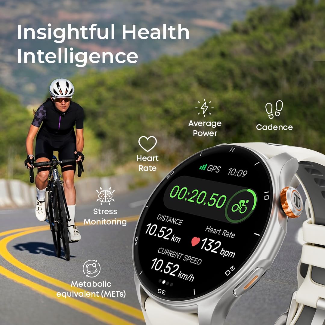 Titan Celestor Smart Watch with 1.43” AMOLED Display & AOD, 60Hz Fluid Display, BT Calling, Upto 7 Day Battery- Titanium Beige