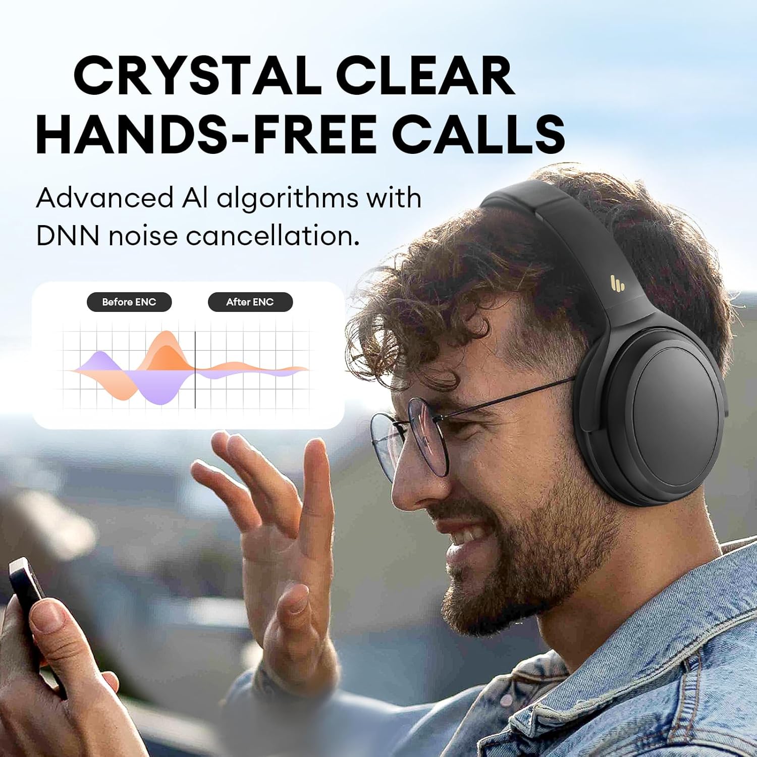 Edifier WH700NB Active Noise Cancelling Wireless Headphones, 68H Playtime, Ai Call Noise Cancellation, Dual Device Connection, Fast Charge, Bluetooth 5.3 - Black