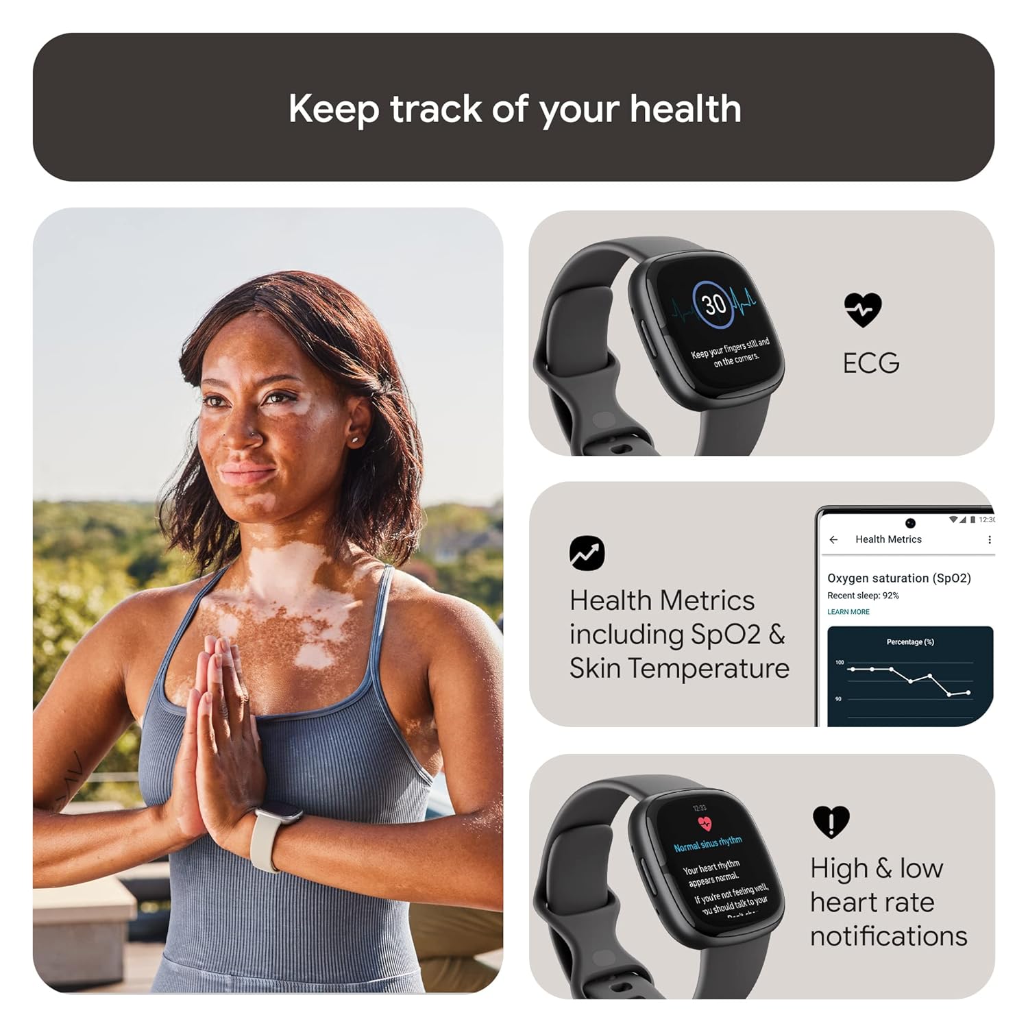 Fitbit Sense 2 Health & Fitness Smartwatch with 1.5 inch AMOLED Screen, Fitness & Outdoor (Graphite Black)