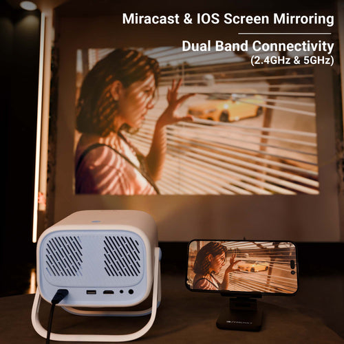 Zebronics PIXAPLAY 34 Projector with Multi Connectivity, 30,000h lifelong LED lamp, APP Support- Blue