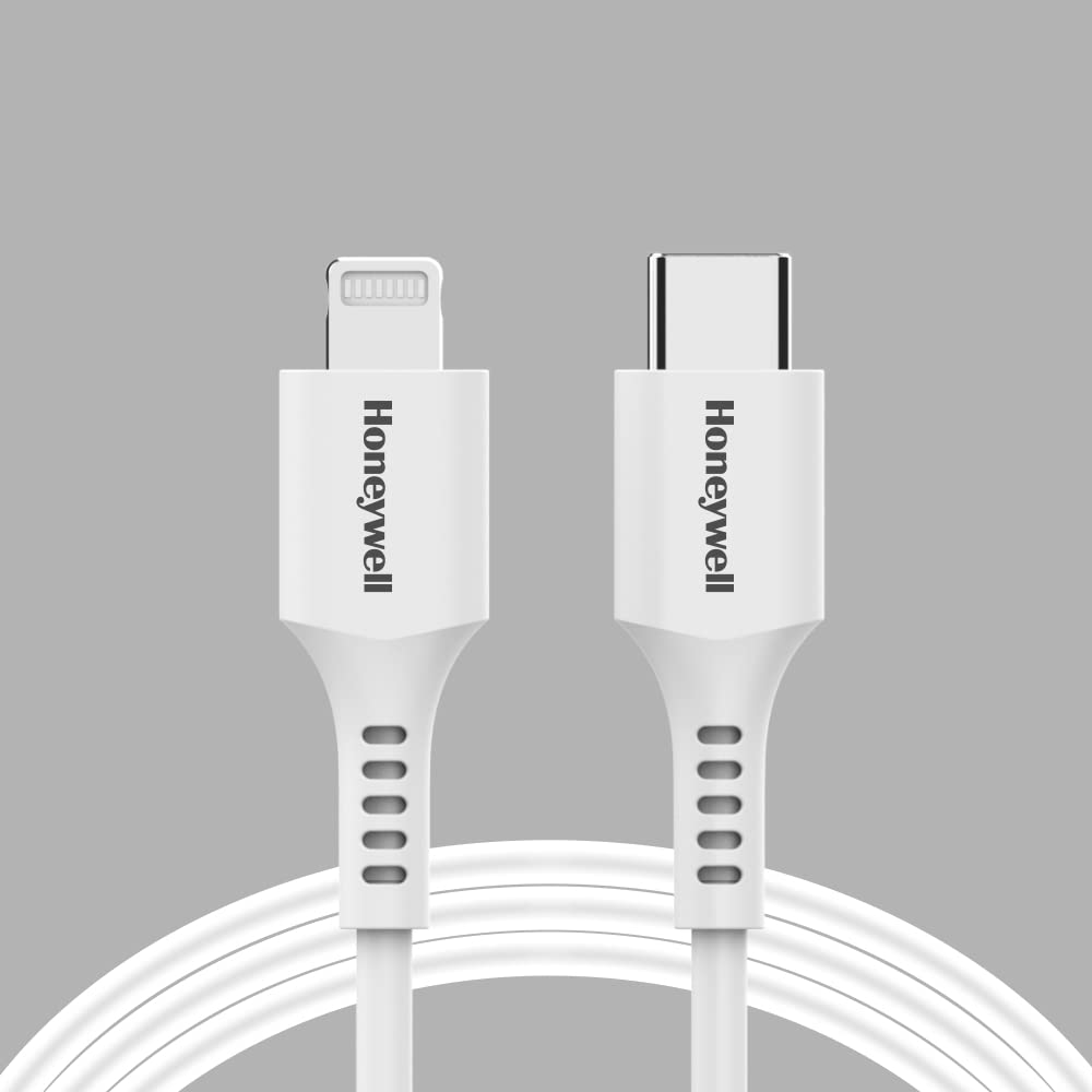 Honeywell Type C to iPhone Lightning Silicone cable MFI-certified, QC 3.0, PD 87W with Max Output 3A,Fast Charge & Sync Cable for iPhone- 6 Feet (1.8M)- White