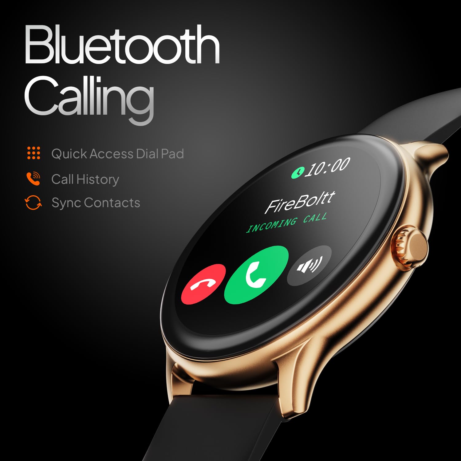 Fire Boltt Phoenix Pro Smart Watch with 1.39'' inch display, Bluetooth Calling, Metal Body with 120+ Sports Modes, SpO2, Heart Rate Monitoring- Gold & Black