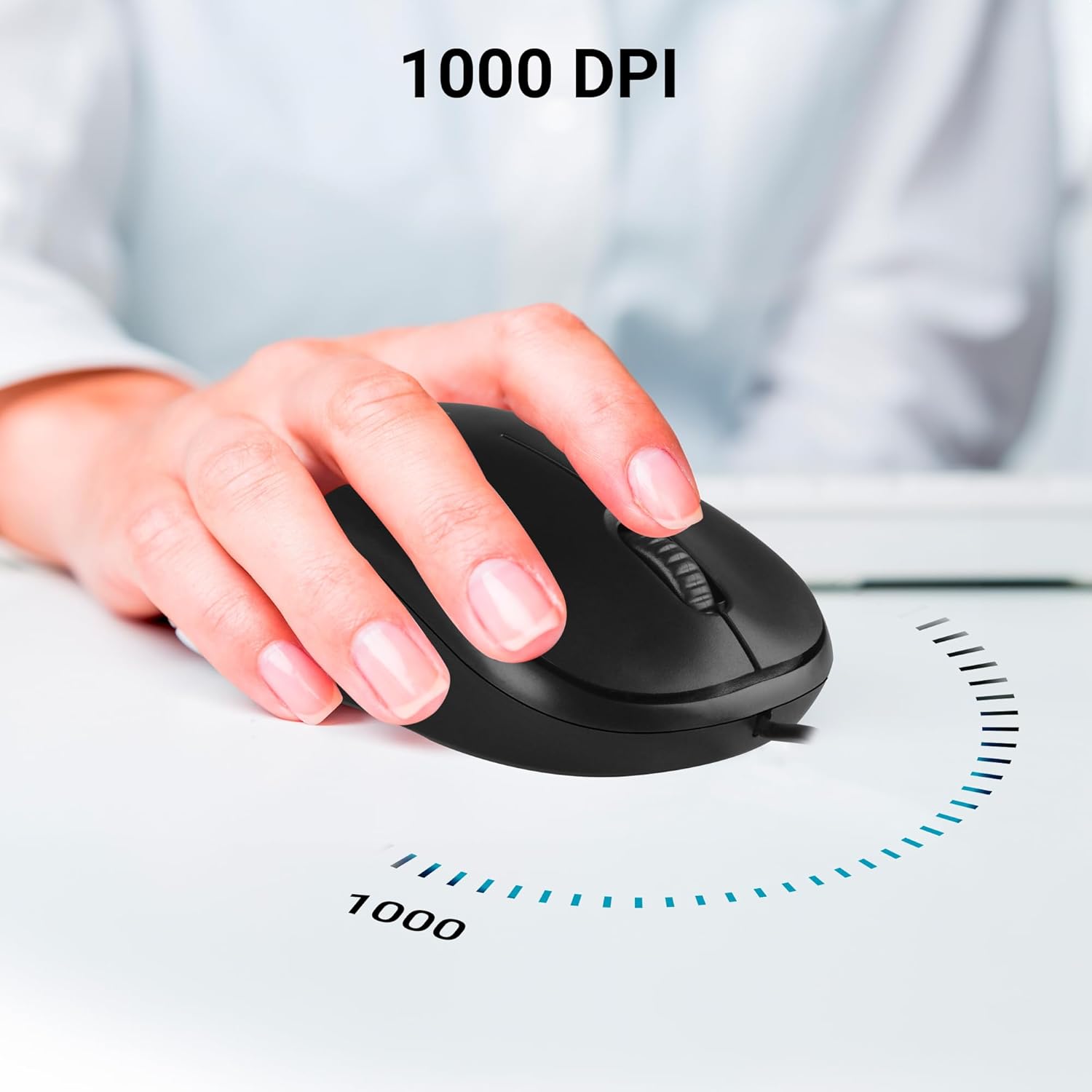 Zebronics Comfort Wired USB Mouse, 3-Button, 1000 DPI Optical Sensor, Plug & Play, for Windows/Mac, Black 
