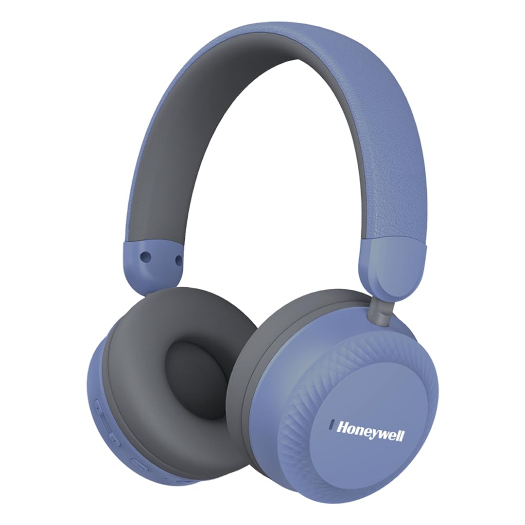 Honeywell Moxie V20 Bluetooth v5.4 On-Ear Headphones with Mic, ENC, 25H Playback, Deep Bass, IPX4, Aux, Stereo Sound, 40ms low latency Gaming Mode- Blue