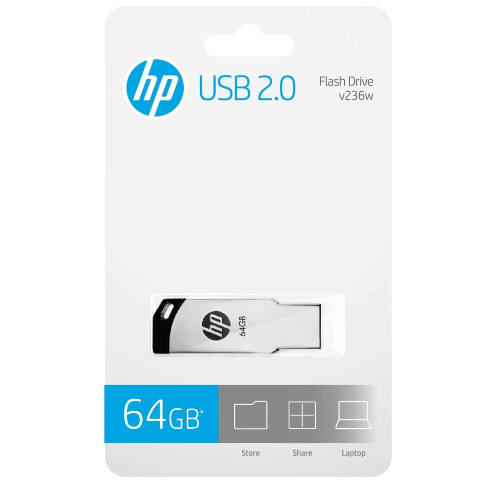 HP V236W USB 2.0 64GB Pen Drive-SIlver