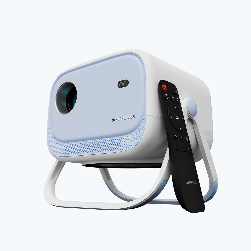 Zebronics PIXAPLAY 34 Projector with Multi Connectivity, 30,000h lifelong LED lamp, APP Support- Blue