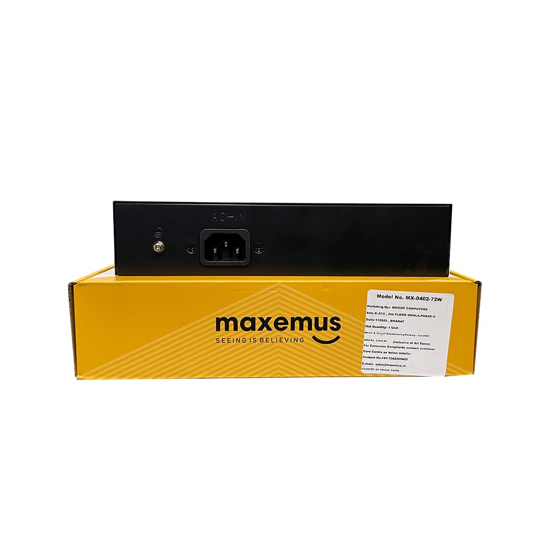 Maxemus MX-0402-72W 4-Port PoE Network Switch with 2 Uplink Ports – 72W