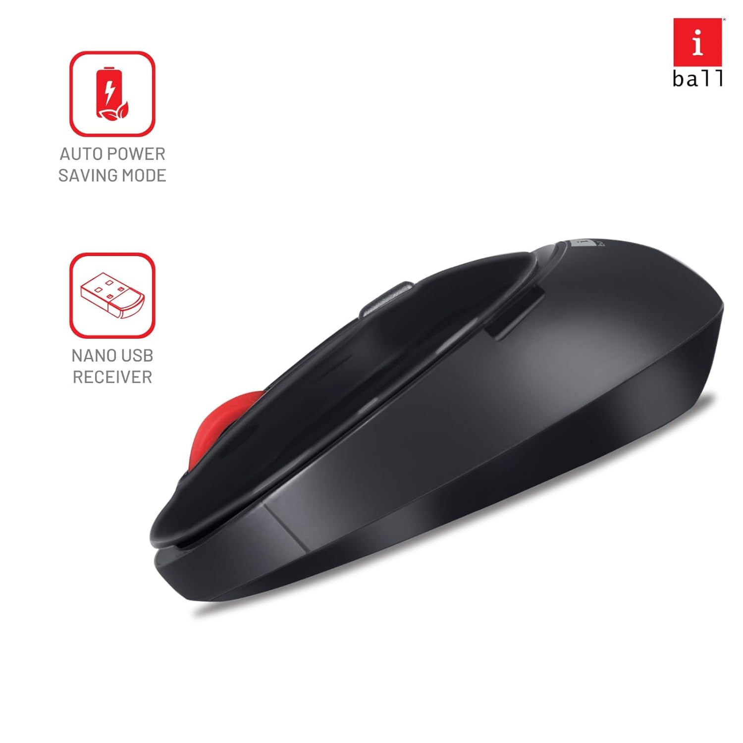 iball Cute Wireless Optical Mouse with Cute & Shiny Design, 2.4GHz Wireless- Black