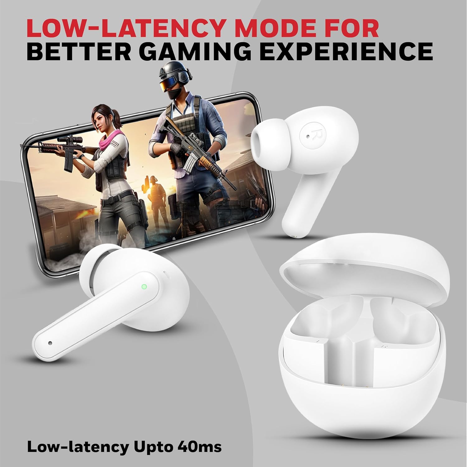 Honeywell Moxie V1400 TWS In-Ear Earbuds Bluetooth v5.4 , ENC with 4 Mics for HD Calling, 45H Battery Life, Stereo Sound, Deep Bass, IPX4, 40ms low latency Gaming Mode -White