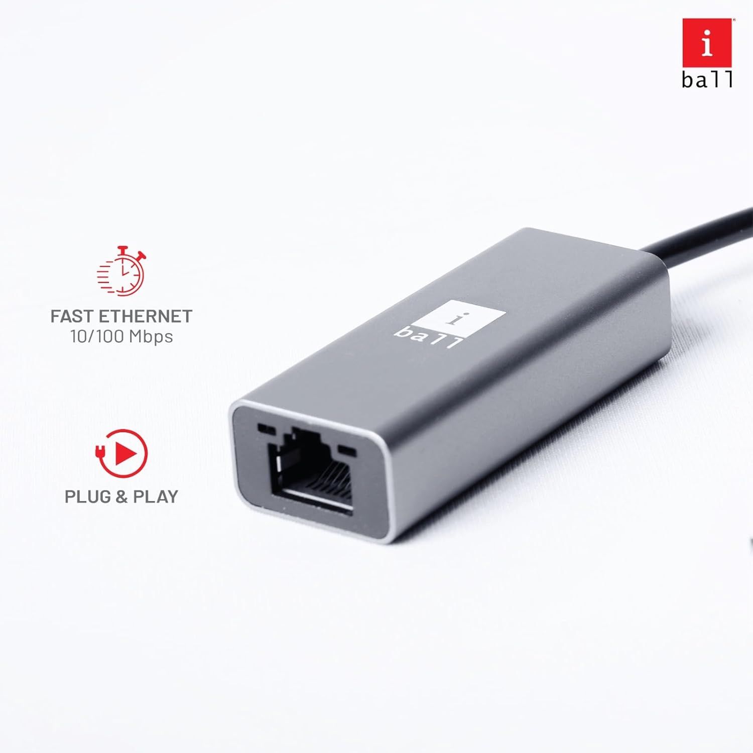 iBall Bridge 100E USB to 100M Ethernet Adapter, Link Indicator, 10/100 Mbps Network Speed, Aluminium case