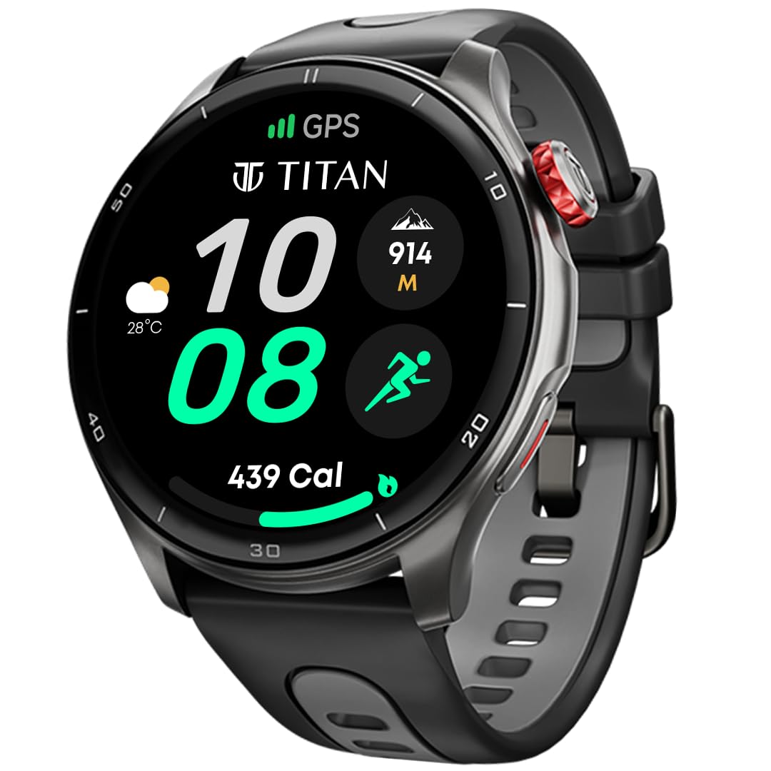Titan Celestor Smart Watch with 1.43” AMOLED Display & AOD, 60Hz Fluid Display, BT Calling, Upto 7 Day Battery- Black