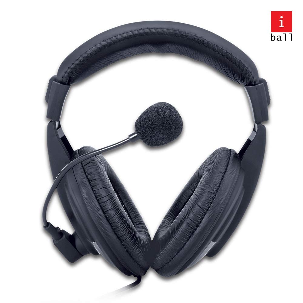 iBall Rocky Wired Over Ear Headphones with Mic, Headphone jack - 3.5mm, Output power - 100mW, 2-pin Audio Jack, Sensitivity
