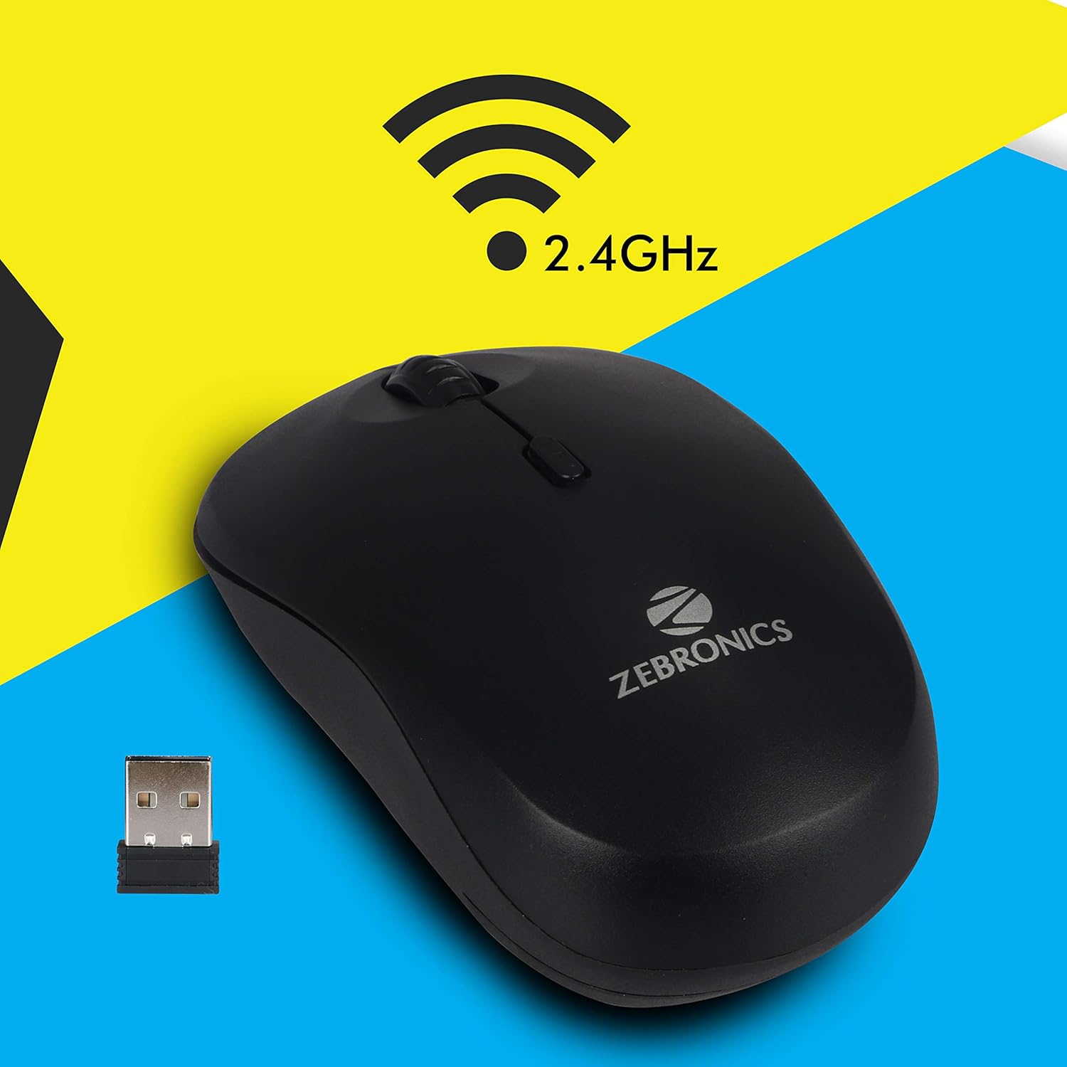 Zebronics Bold Wireless Optical Mouse 2.4GHz with High Precision- Black