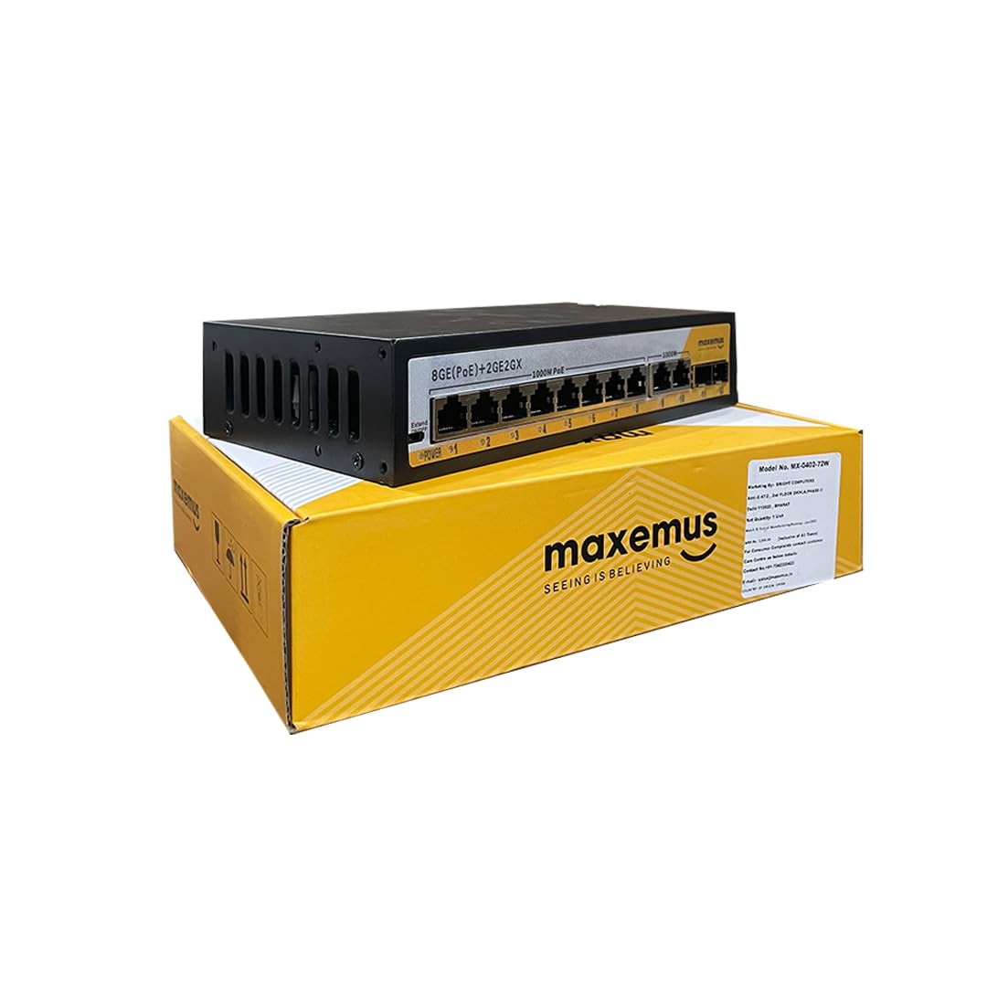 Maxemus MX-0402-72W 4-Port PoE Network Switch with 2 Uplink Ports – 72W