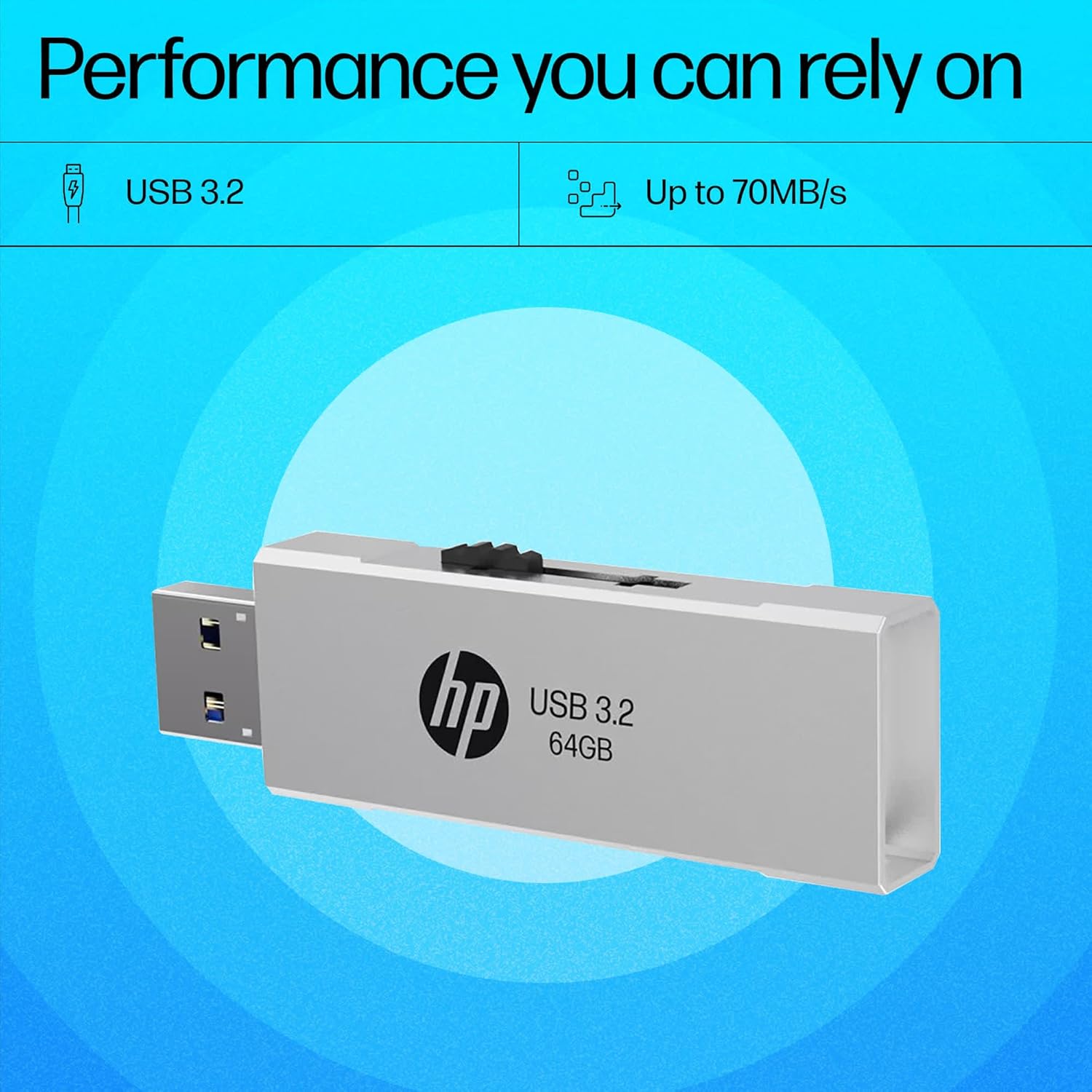 HP 818W 64GB USB 3.2 Flash Drive - Silver