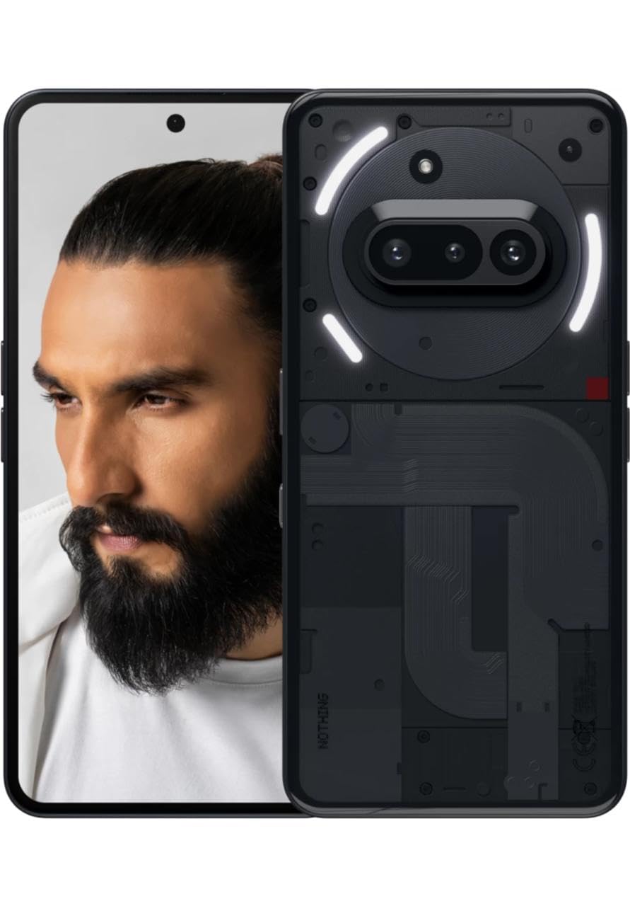 Nothing Phone (3A) 5G Smart Phone - Black (8GB RAM, 256GB Storage), 17.2 cm (6.77 inch) Full HD+ Display, 50MP (Main) + 50MP (2X Tele Photo) + 8MP (Ultra-Wide)Camera, 5000 mAh Battery