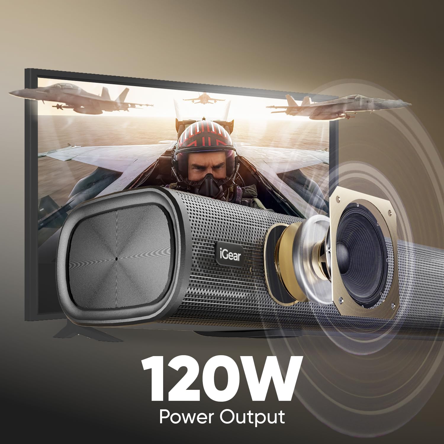 iGear Amplify (iG-1089) 120W Bluetooth Soundbar with HiFi Bass & Subwoofer,Remote Control -Black