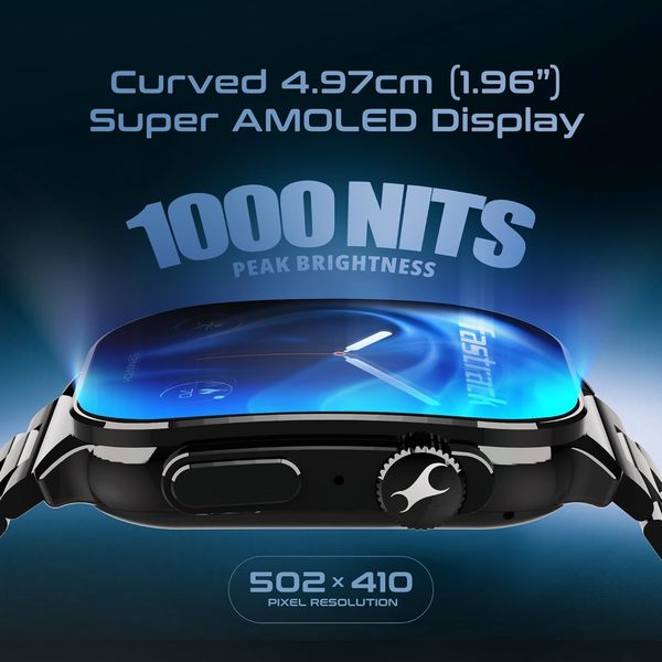 Fastrack Jupiter MS2 Pro Smart Watch with 1.96 AMOLED Display, Single Sync BT Calling, 100+ Sports Modes, Upto 5 Day Battery, IP68 - Gunmetal