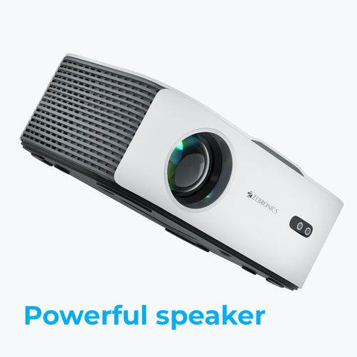 Zebronics PIXAPLAY 27 Projector with Multi Connectivity, 30,000h lifelong LED lamp, Touch Control - White&Grey