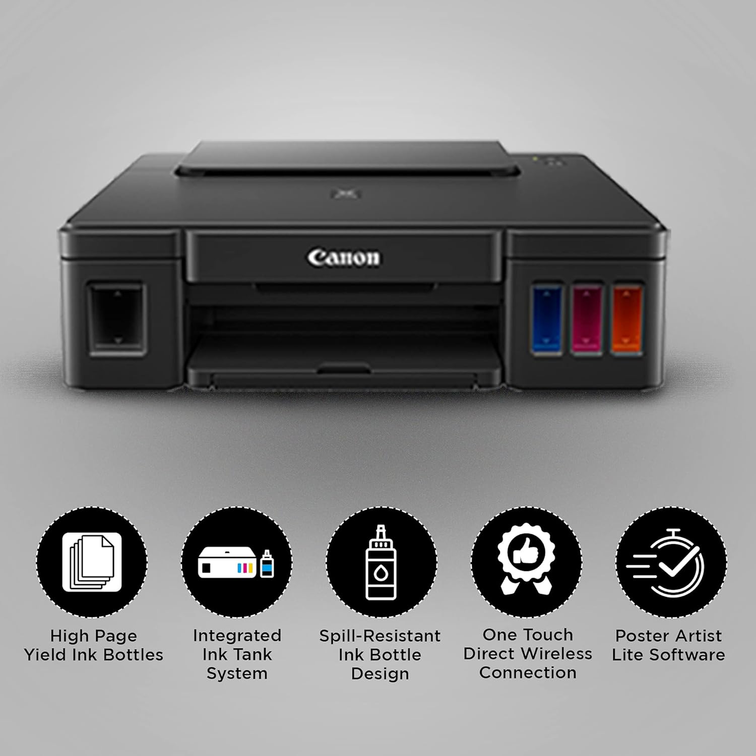 Canon G3010 Pixma MegaTank All-in-One Wireless Ink Tank Colour Printer, Refillable Ink Tank, Borderless Printing, Network-Ready- Black