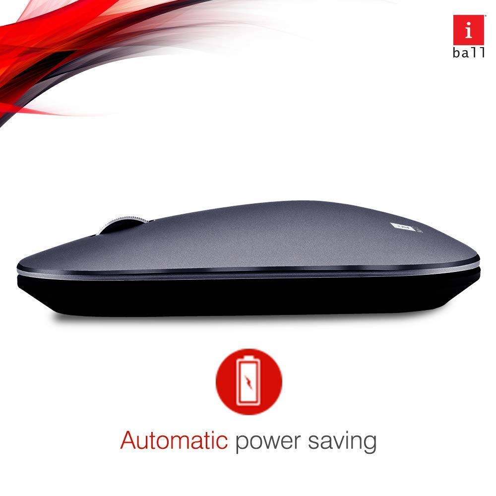 iBall Palmz 2.4 GHz Wireless and Bluetooth Mouse Silent Clicks with Mini Receiver for PC/Mac/Laptop - Grey