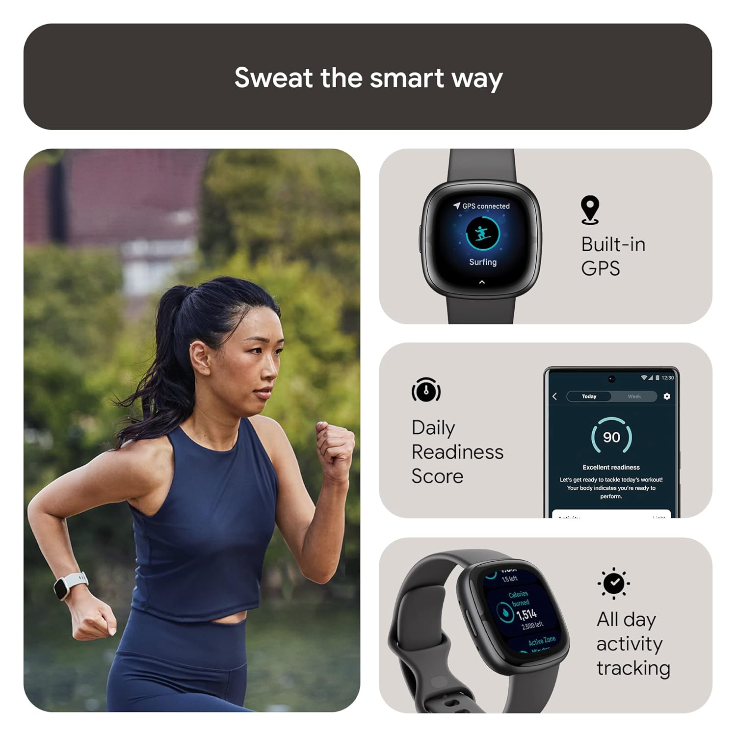 Fitbit Sense 2 Health & Fitness Smartwatch with 1.5 inch AMOLED Screen, Fitness & Outdoor (Graphite Black)