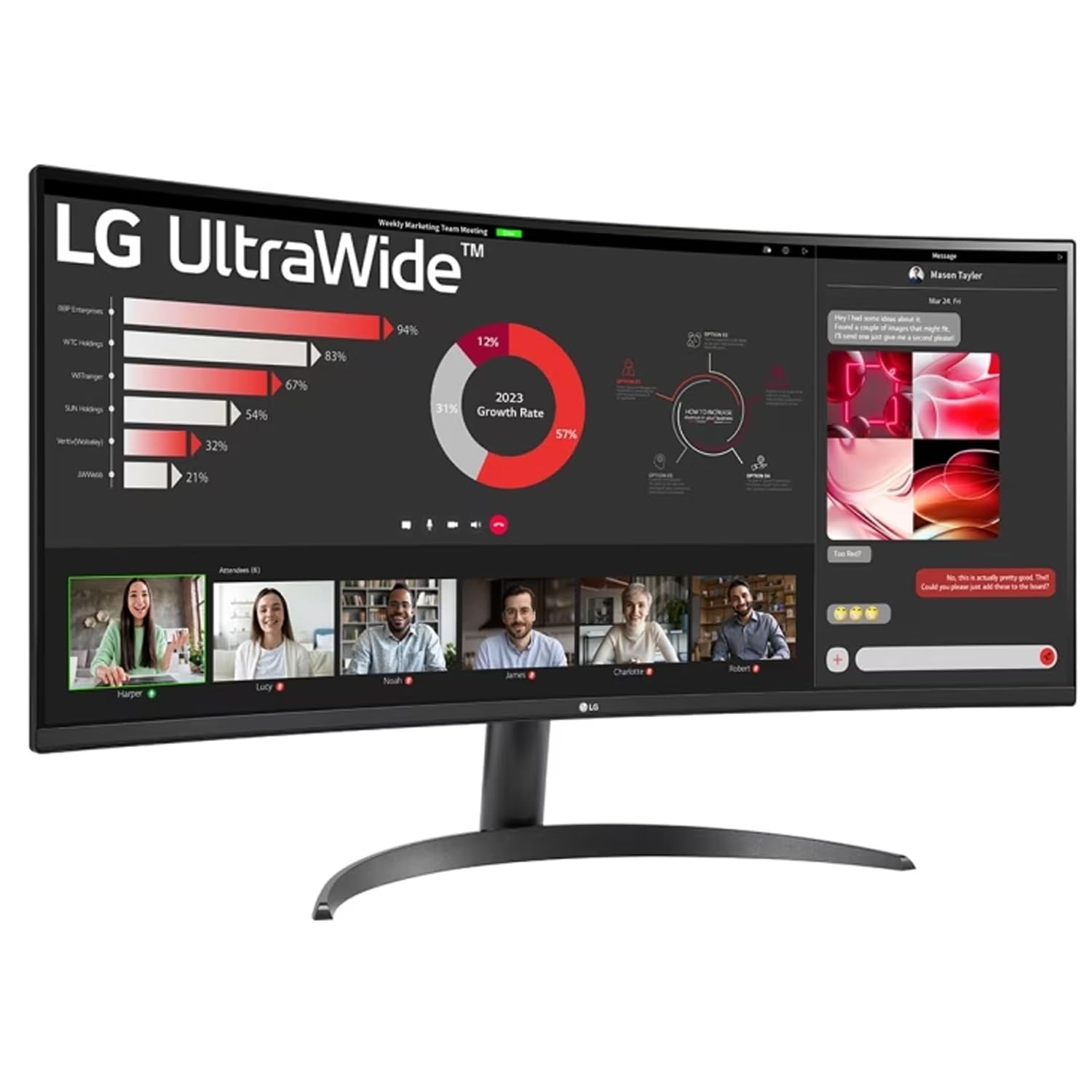 LG 34WR50QC-B 34inches 21:9 Curved Ultra Wide Monitor, HDR 10, Dual Controller, PBP, Flicker Safe, Smart Energy Saving, HDMI, DP, Head Phone Out,Tilt- Black