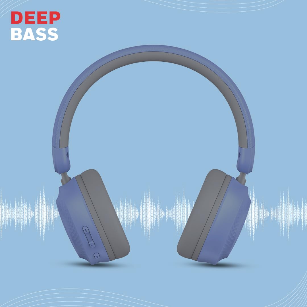 Honeywell Moxie V20 Bluetooth v5.4 On-Ear Headphones with Mic, ENC, 25H Playback, Deep Bass, IPX4, Aux, Stereo Sound, 40ms low latency Gaming Mode- Blue