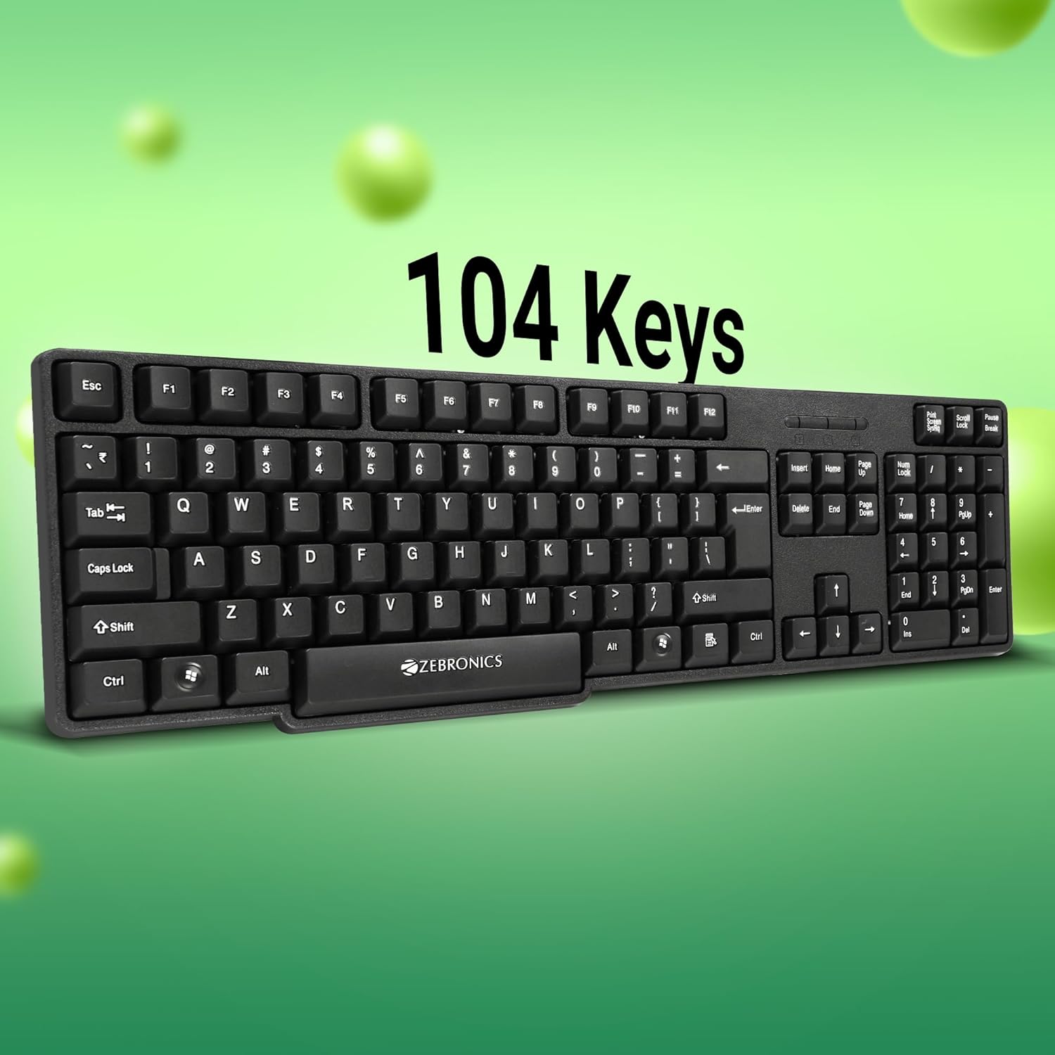 Zebronics K20 USB Keyboard with Rupee Key, USB Interface and Retractable Stand- Black
