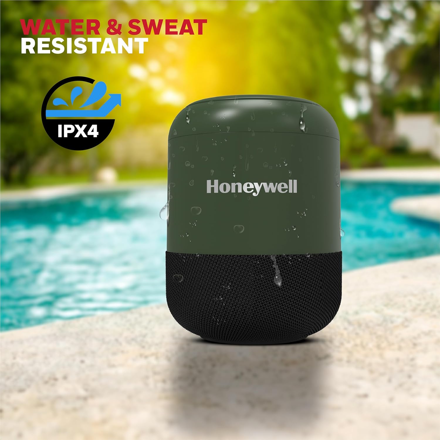 Honeywell Moxie V200 Wireless Bluetooth V5.3 Portable Speaker 5W, 12Hrs Playtime, Advanced 52mm Drivers, IPX4, Connect 2 Speakers with TWS Feature- Olive Green