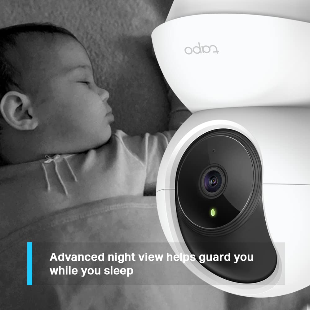 TP-Link Tapo TC70 2MP Pan/Tilt Smart Security Camera, Indoor CCTV, 360° Rotational Views, Works with Alexa&Google Home- White