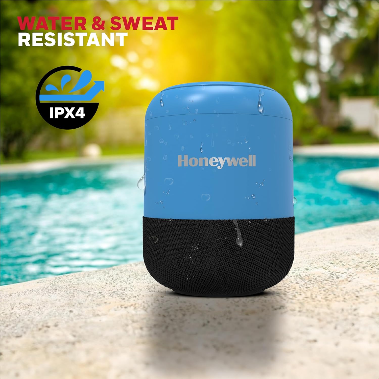 Honeywell Moxie V200 Wireless Bluetooth V5.3 Portable Speaker 5W, 12Hrs Playtime, Advanced 52mm Drivers, IPX4, Connect 2 Speakers with TWS Feature- Blue